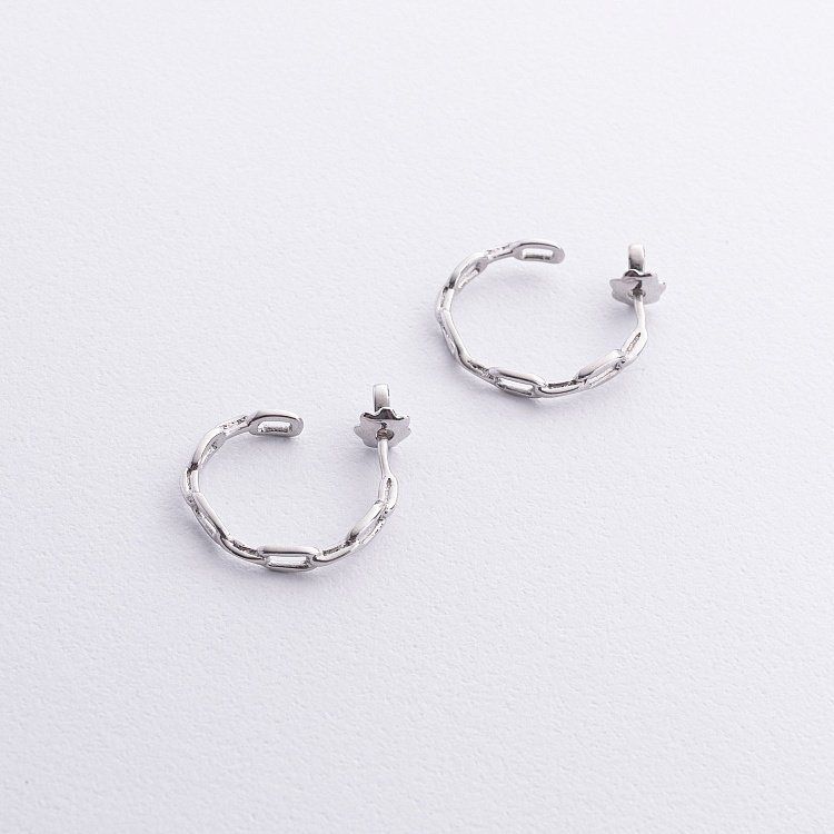 Серебряные серьги - пусеты "Цепочка" 902-01346 от ювелирного магазина Оникс - 2