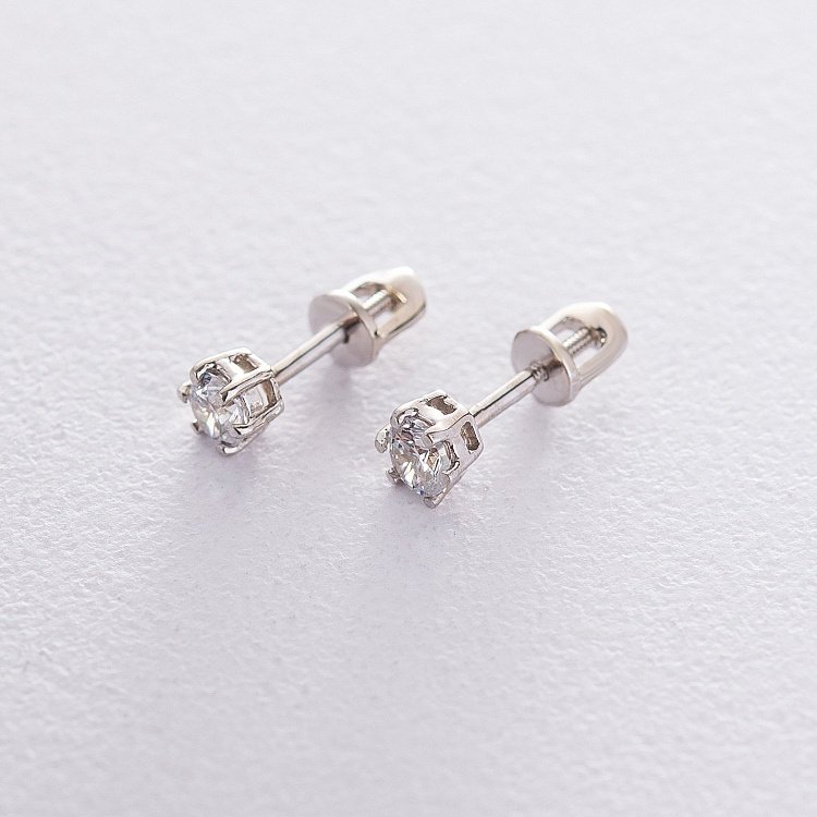 Золотые серьги-пусеты (фианиты) 4 мм с02825 от ювелирного магазина Оникс - 2