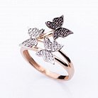 Золотое кольцо "Бабочки" с фианитами к05027 от ювелирного магазина Оникс - 1