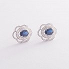 Золоті сережки-пусети з синіми сапфірами і діамантами с470 от ювелирного магазина Оникс