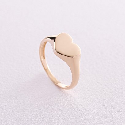 Каблучка "Сердечко" в жовтому золоті (можливе гравіювання) к07136 №3