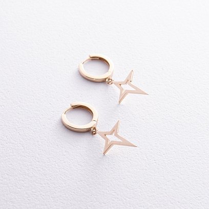 Серьги "Полярная звезда" в желтом золоте с08332 №3