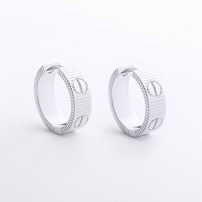 Сережки - кільця "Love" (біле золото) с09662