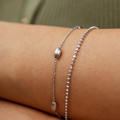 Подвійний срібний браслет 905-01259 №4