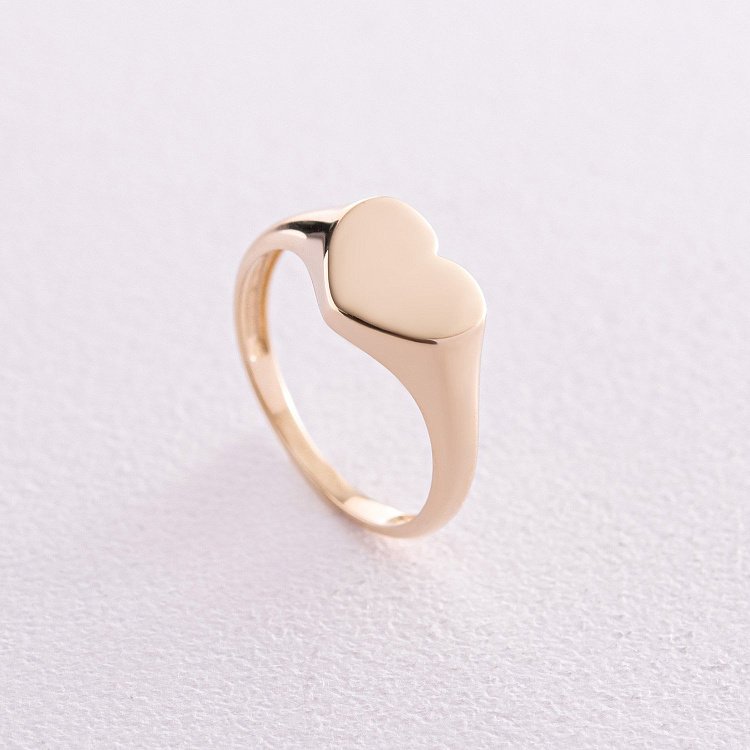 Каблучка "Сердечко" в жовтому золоті (можливе гравіювання) к07136 від ювелірного магазину Онікс - 6