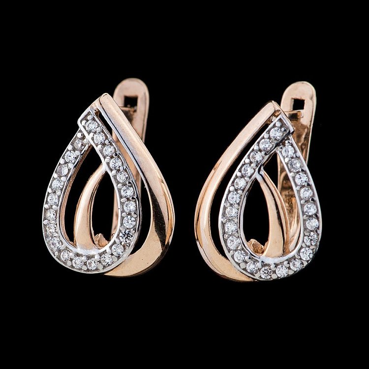 Золотые серьги (фианиты) с01558 от ювелирного магазина Оникс