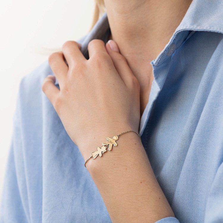 Браслет "Девочка и мальчик" в желтом золоте (возможна гравировка) з2090ж от ювелирного магазина Оникс - 3