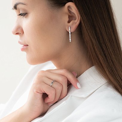 Серебряное кольцо "Грани" с фианитами 112581 №2