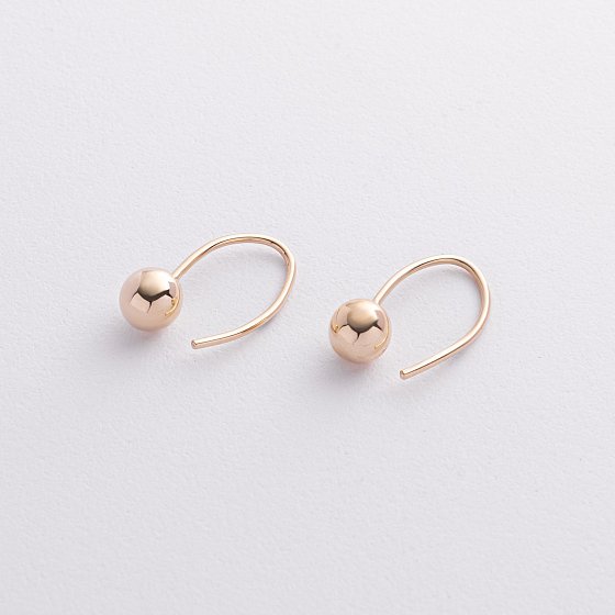 Сережки "Kendall" з кульками (жовте золото) с09340 №2