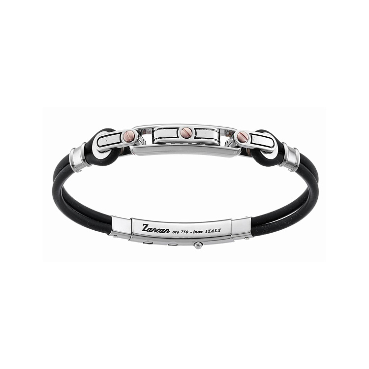 Мужской браслет с серебряной и золотой вставкой Zancan EXB272R-N от ювелирного магазина Оникс