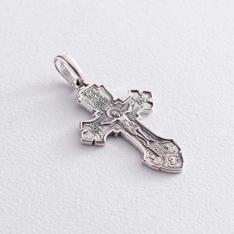 Срібний хрест "Розп'яття. Спаси і Збережи" 133096 від ювелірного магазину Онікс - 3