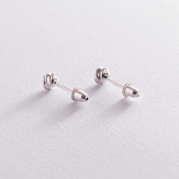 Серебряные серьги - пусеты с фианитами 121787 от ювелирного магазина Оникс - 2