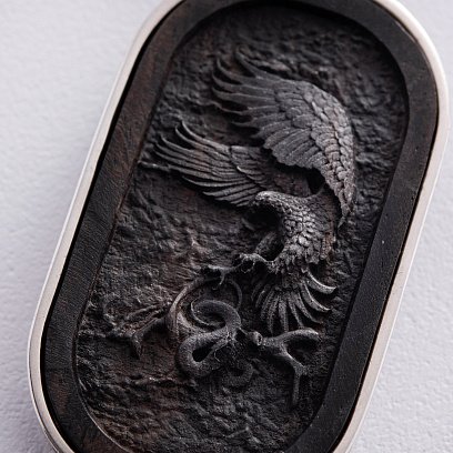 Серебряный кулон "Св. Георгий Подебедоносец" с эбеновым деревом 950 №4