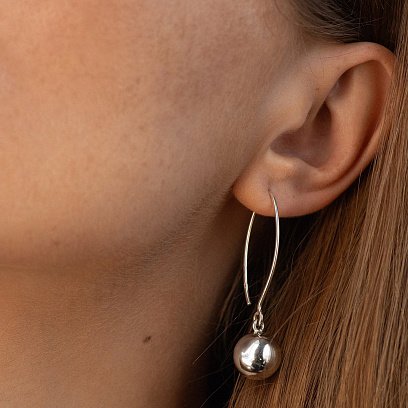 Серебряные серьги "Шарики" 12105а №7