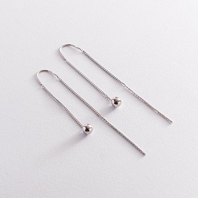 Серебряные серьги - протяжки "Шарики" 123170 №2