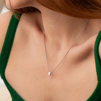 Серебряное колье с буквой "В" 1105 В №2