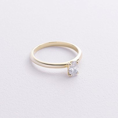 Заручальна каблучка в жовтому золоті (фіаніт овал) к08200 №3