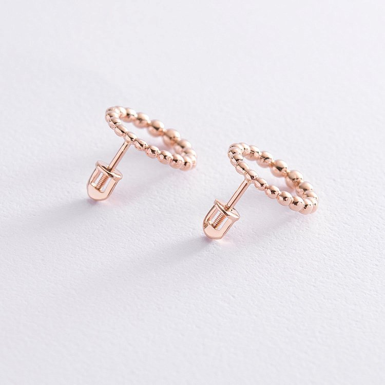 Серьги - пусеты "Легкость" в красном золоте с06921 от ювелирного магазина Оникс - 2