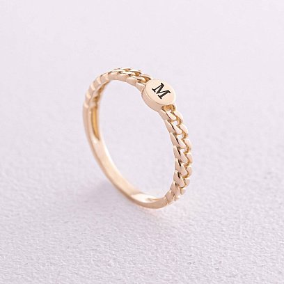 Каблучка "Ланцюжок" у жовтому золоті (можливе гравірування) к07131 №3