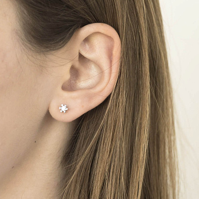 Золотые серьги-пусеты с бриллиантами сб0083са №4