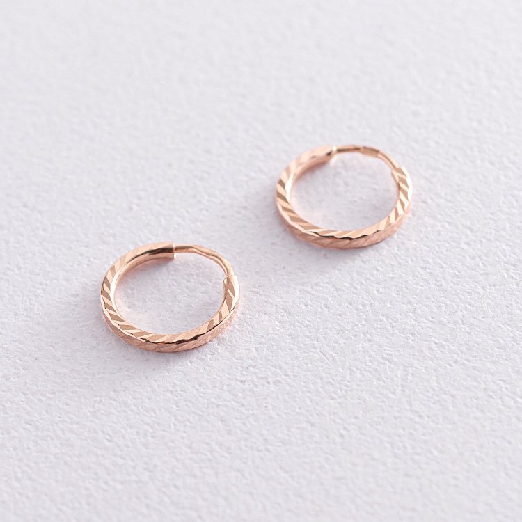 Сережки - кільця в червоному золоті (1.2 см) с01873 від ювелірного магазину Онікс