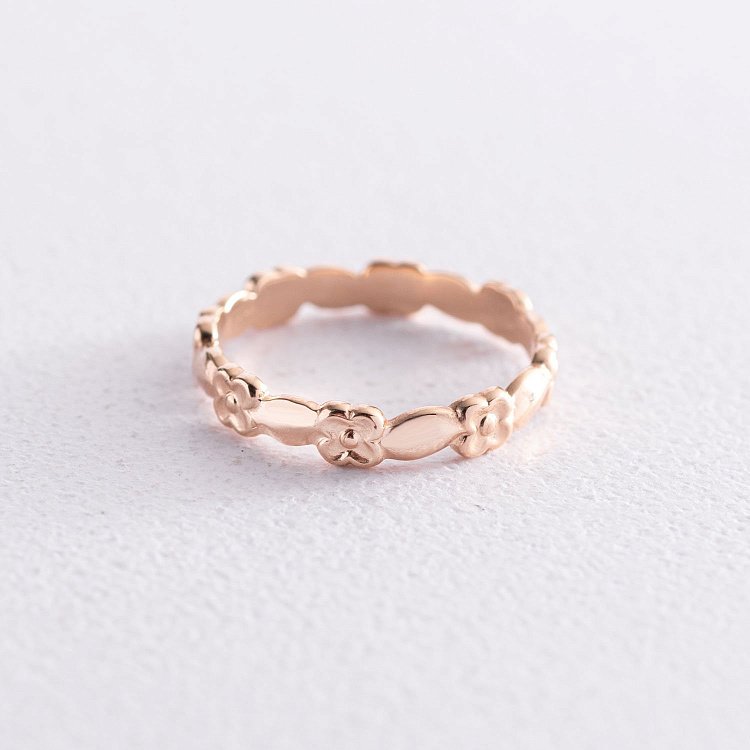 Каблучка "Вінок з квітів" в червоному золоті к06741 від ювелірного магазину Онікс