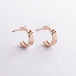 Золотые серьги - пусеты "Love" с07520