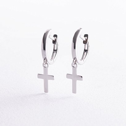 Срібні сережки - кільця "Хрестики" 40004 №3