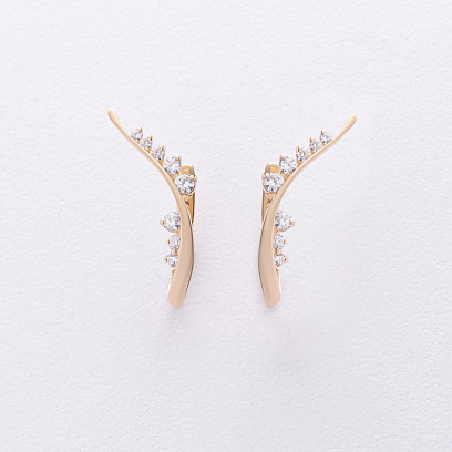 Золоті сережки "Гілочки" з фіанітами с04962 №2