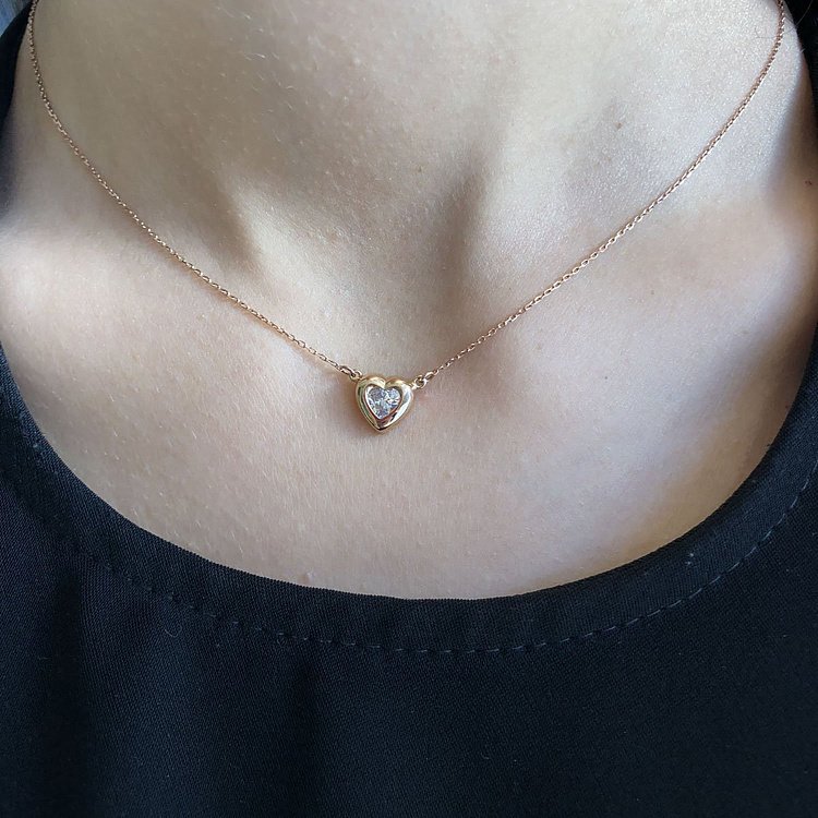 Золоте кольє "Сердечко" (фіаніт) кол01178 від ювелірного магазину Онікс - 1