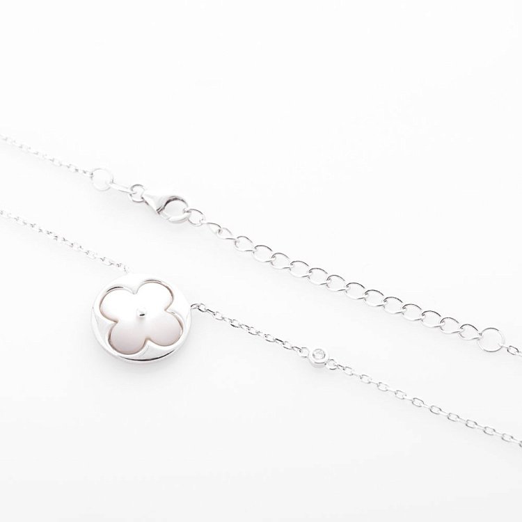 Колье "Клевер" с перламутром и фианитом 18585 от ювелирного магазина Оникс - 3