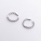 Серебряные серьги - кольца с фианитами 123427 от ювелирного магазина Оникс - 2