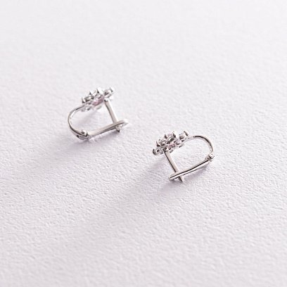 Золотые серьги "Цветочки" с фианитами с03582 №3