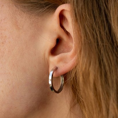 Серьги - кольца в белом золоте с08329 №5