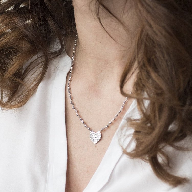 Срібне кольє "Сердечко" (родій) 18596 від ювелірного магазину Онікс