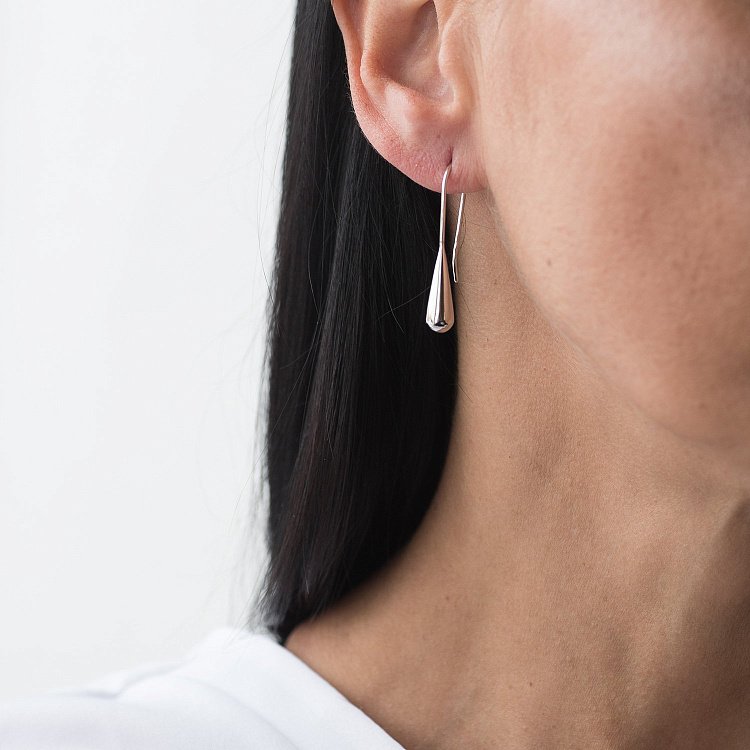 Серебряные серьги "Капельки" 122503 от ювелирного магазина Оникс - 9