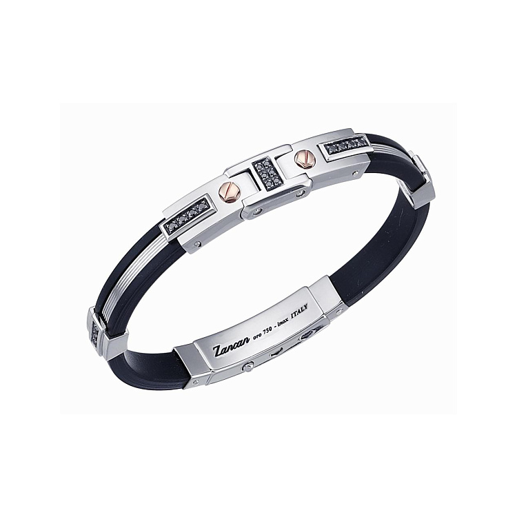 Чоловічий браслет зі срібною та золотою вставкою Zancan EXB280R-N від ювелірного магазину Онікс