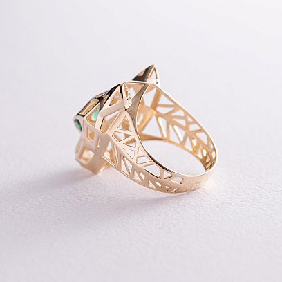 Каблучка "Пантера" в жовтому золоті (фіаніти) к07335 №3