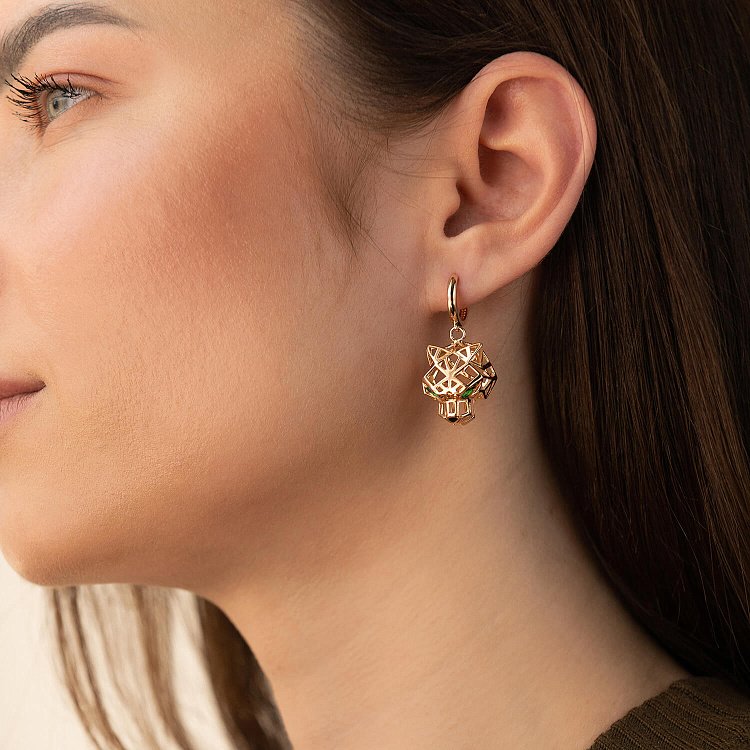 Серьги - кольца "Пантеры" в красном золоте с08603 от ювелирного магазина Оникс - 1