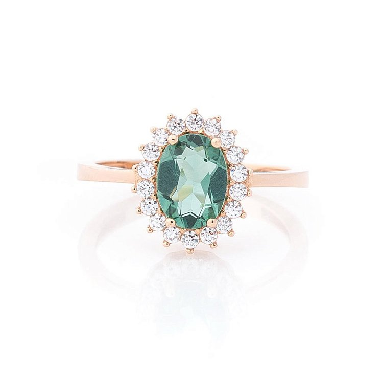 Золотое кольцо с празиолитом и фианитами к04630 от ювелирного магазина Оникс - 3