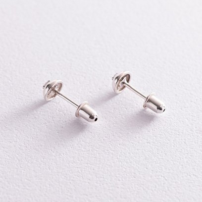 Срібні сережки - пусети з фіанітами 12852 №3