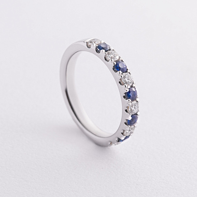 Золота каблучка з діамантами і сапфірами кб0589ri