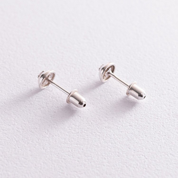 Срібні сережки - пусети з фіанітами 12852 від ювелірного магазину Онікс - 2