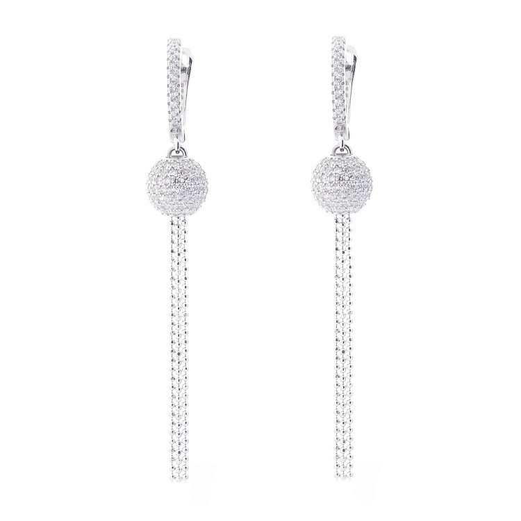 Срібні сережки з кульками (фіаніти) 122320 від ювелірного магазину Онікс