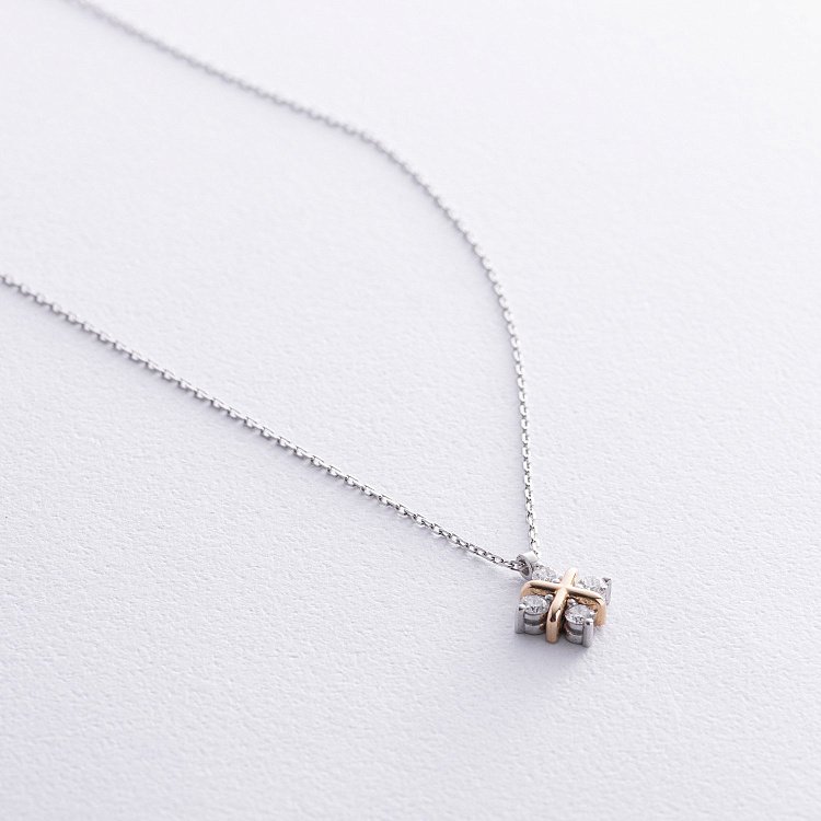 Золотое колье "Клевер" с бриллиантами 734801121 от ювелирного магазина Оникс - 2