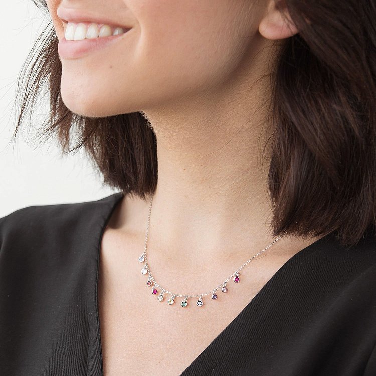 Серебряное колье Разноцветное 18895 от ювелирного магазина Оникс - 11