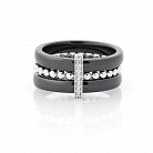 Керамическое кольцо с серебряной вставкой и фианитами 263373 от ювелирного магазина Оникс - 2