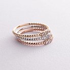 Шариковое кольцо "Мелоди" с фианитами (красное золото) к07418 от ювелирного магазина Оникс - 7
