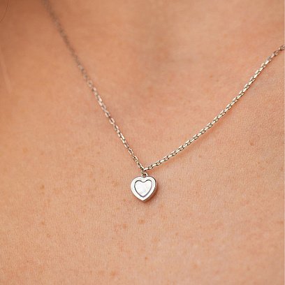 Колье "Сердечко" с перламутром (белое золото) кол02555 №4