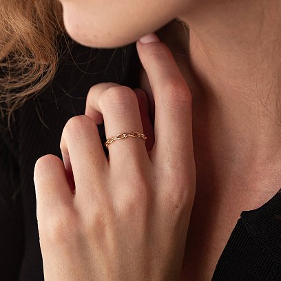 Кольцо "Цепочка" в  желтом золоте к07110 №10